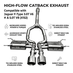 Sistema de Escape Catback con Válvulas Vortex SS304 para Jaguar F-Type 3.0T V6 5.0T V8 X152 2013-2024, Kit de Ajuste Directo para Carreras - Product Image 1