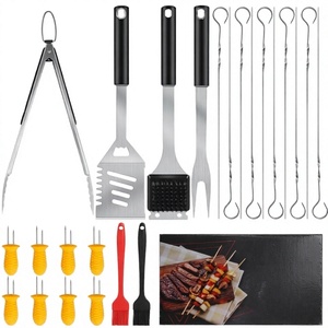 Juego de herramientas para parrilla de barbacoa de acero inoxidable, kit de barbacoa con pinzas de mango largo, cuchara ranurada, cepillo, brochetas y herramientas de limpieza para parrilla Kamado - Product Image 4