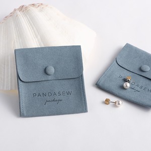 PandaSew Custom Printed Logo Microfiber Suede Snap <b>Magnetic</b> <b>Button</b> Jewelry Gift Pouch Bag - Product Image 1