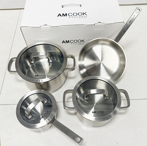 Di alta qualità <span class=keywords><strong>Am</strong></span> cuoco uso domestico Set di pentole in acciaio inossidabile rivestito antiaderente pentole per zuppa di latte padella in magazzino - Product Image 6