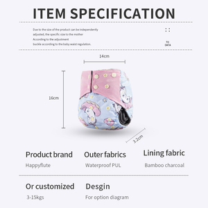 Happy Pocket Diapers <strong>Reusable</strong> Waterproof Baby Cloth Nappies Made From <strong>Soft</strong> Bamboo Charcoal <strong>Fabric</strong> with <strong>Pul</strong> Material