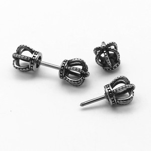 yunnique Crown Stud <b>Earrings</b> Titanium Steel Tibetan Silver Unisex Fashion Jewelry - Product Image 4