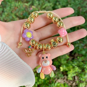 Bracelet pendentif ours mignon <span class=keywords><strong>BD</strong></span>-C5735 pour fête, bracelet en <span class=keywords><strong>perles</strong></span> dorées, bracelet élastique <span class=keywords><strong>de</strong></span> haute qualité pour femmes, vente en gros - Product Image 5