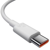 Kabel Data Type-C 6A Pengisian Cepat Single Head untuk Ponsel Android Warna Putih Panjang 1M Jaket TPE