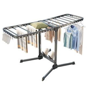Wing-shaped <b>Clothes</b> Drying <b>Rack</b> Thickened Aluminum Alloy Foldable Floor Standing For Balcony Bedding Drying - Product Image 2
