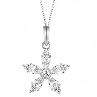 Collar de Plata de Ley 925 con nombre personalizado, diseño de circón en forma de pera de copo de nieve Simple, collar con colgante de joyería exquisita para mujer