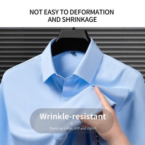 Camisa <span class=keywords><strong>de</strong></span> <span class=keywords><strong>Vestir</strong></span> <span class=keywords><strong>para</strong></span> <span class=keywords><strong>Hombre</strong></span>, <span class=keywords><strong>de</strong></span> Nailon y Elastano, Alta Elasticidad, Sin Arrugas, Corte Ajustado, Estilo Casual <span class=keywords><strong>de</strong></span> Negocios - Product Image 2