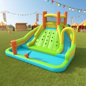 Nouvelle conception de château gonflable avec toboggan aquatique, combinaison intérieur/extérieur, trampoline, matériau PVC, château gonflable pour 4 personnes - Product Image 1