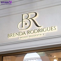 Enseigne publicitaire/de décoration 3D rétroéclairée avec logo personnalisé en acier inoxydable LED IP65, prise transformateur murale, télécommande, multicolores