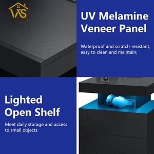 <span class=keywords><strong>Table</strong></span> de chevet <span class=keywords><strong>scandinave</strong></span> contemporaine intelligente avec lumière LED à changement de couleur pour meubles de chambre à coucher modernes - Product Image 5