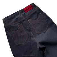 Fabricant de denim personnalisé de haute qualité détresse jambe droite unisexe vintage délavé bleu noir pantalon en denim baggy jean pour hommes