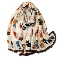 Mode 180*90CM chat imprimé Polyester écharpe dames mode nouveau motif Animal châle Viscose Hijabs plage plage châles