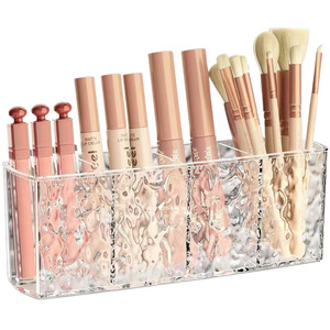 Organizador de Maquillaje Acrílico Transparente con Diseño de Ondas de Agua, Caja de Almacenamiento de Cosméticos de Lujo, Contenedor Cuadrado de Plástico para Escritorio, 3-6L - Product Image 3