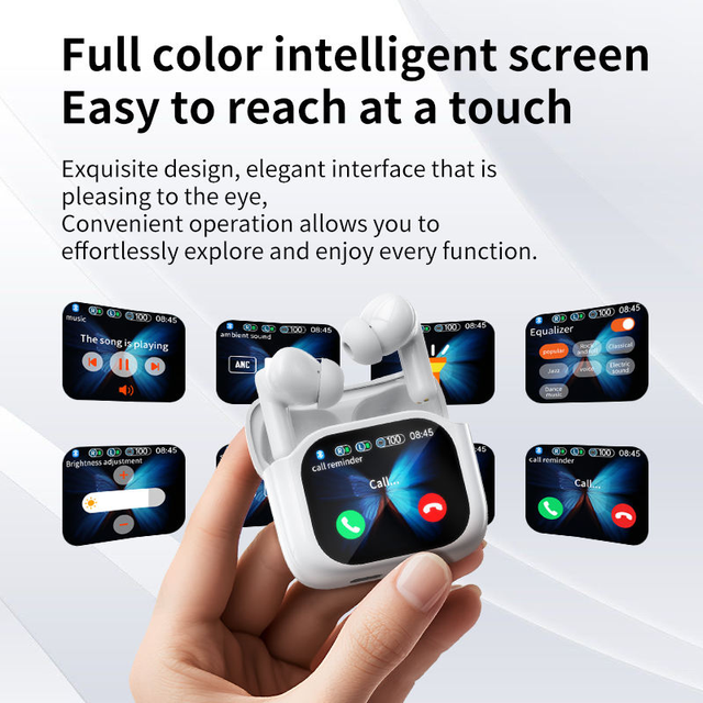 AI Translation Version Earbuds LCD Touch Screen Earbuds LX-50 LED Multiple-function ANC+ENC Noise Cancelling in Ear Earbuds