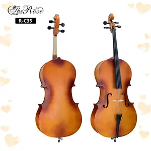中国制造商4/4胶合板全学生枫木大提琴带蝴蝶结松香袋出售