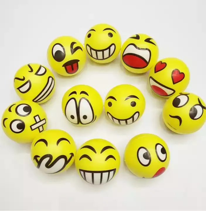 wholesale Smiley Squeeze Relax PU Foam Anti Stress Ball squeeze PU stress ball PU Happy Face Foam Ball