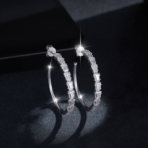 Boucles d'oreilles créoles brillantes de haute qualité, bijoux de mode - Product Image 5