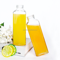 Offre Spéciale – Bouteilles en Verre Carrées Transparentes Personnalisées de 500 ml (16 oz) pour Boissons, Jus de Fruits Pressés à Froid, Thé et Lait, avec Bouchon à Vis