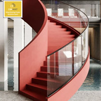 Escalier en arc de qualité supérieure CBMmart, en acier inoxydable courbé avec garde-corps en verre