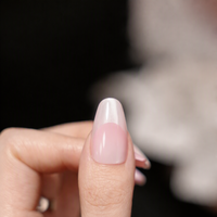 Faux ongles à presser œil de chat rose clair, ombré blanc laiteux, longueur moyenne, effilés, faits à la main, pour usage quotidien