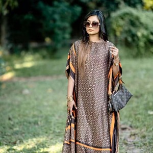 Robes Africaines Tendance pour Femmes Maxi Imprimées en Soie d'Imitation avec <span class=keywords><strong>Foulard</strong></span>, Ensembles Deux Pièces Kaftans Peignoirs - Product Image 6