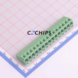 DB128V-5.0-15P-GN-S <b>Screw</b> Terminal <b>Block</b> Through hole Component (THT),P=5mm Connector 1x15P 5mm Green Through Hole - Product Image 1