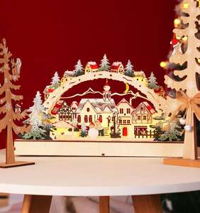 Nouvelle tendance décorations en bois de noël éclairage LED village de noël centre commercial décorations de fenêtre cadeaux de noël créatifs - Product Image 5