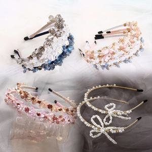 Diademas de diamantes de imitación de cristal para mujer y niña, aros para el pelo con cuentas brillantes, gomas para el pelo de tejido negro transparente, gomas para el pelo, accesorios para el cabello - Product Image 4
