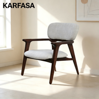 Chaise de loisirs en bois massif nordique, design moderne, confortable, rembourrée en tissu, salon/chambre/maison/bureau/coin lecture