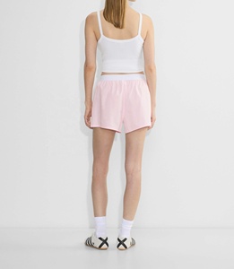 Pantalones Cortos de <span class=keywords><strong>Mujer</strong></span> Rosa de Moda OEM, Cintura Alta, Estilo Casual, con Bordado Técnico, Transpirables y de Corte Holgado - Product Image 4