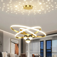 Lustre suspendu LED moderne de luxe à plafond haut, effet ciel étoilé, projecteur romantique pour chambre