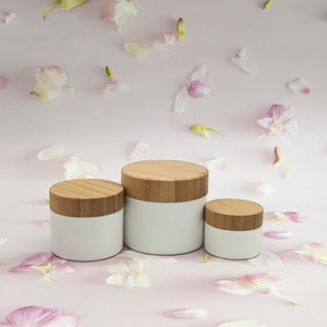 Pots cosmétiques de luxe personnalisés, écologiques, à double paroi, en PP blanc, imprimés en sérigraphie, vides, avec couvercle en bambou, 5-250g - Product Image 1