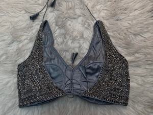 Blusa de Diseñador con Cuentas de Cristal Gris - Product Image 2