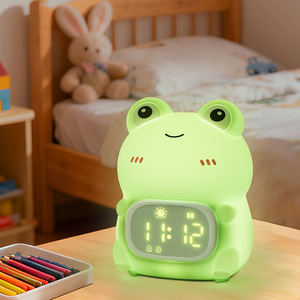Cute Animal Portable Cartoon Alarm Clock Lamp <b>Timer</b> Dimmable LED Bedside Silicone Night <b>Light</b> for Kids Bedroom Baby Room - Product Image 1