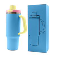 Tumbler Stainless Steel 40oz dengan Multi-tutup Bebas BPA Anti Bocor Botol Air Terisolasi Mug Kopi Perjalanan dengan Gagang Baru