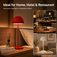 Wiederaufladbare Einfache Dekorative Tischlampe Gerippter Kuppelschirm Touch-Dimmbar Typ C Kabellose Nachttischlampe Hotel Restaurant