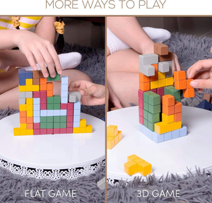 Juego de Torre de Madera <span class=keywords><strong>Tetra</strong></span> - Juego de Apilar de 32 Piezas con Bloques de Construcción y Cartas, Divertido Juego de Equilibrio para 1+ Jugadores - Product Image 4