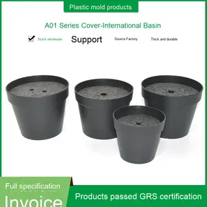 Usine directe grands pots de fleurs en <span class=keywords><strong>plastique</strong></span> noir avec couvercles au design scandinave simples au sol pour balcon familial et plantation - Product Image 2