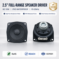 Haut-parleur carré large bande de 2,5 pouces, 8Ω 10W, cône en papier incurvé + suspension en caoutchouc, double aimant néodyme pour Bluetooth