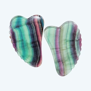 Prix de gros d'usine d'origine, plaque de gua sha en jade fluorite naturel coloré en forme de cœur - Product Image 4