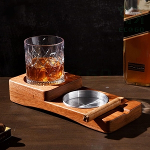 Luxury Men Gift Portable Custom <b>Car</b> Smoking Cigarette Storage Tray Wooden Cigar Ashtray with Wine Bottle Holder - Product Image 2