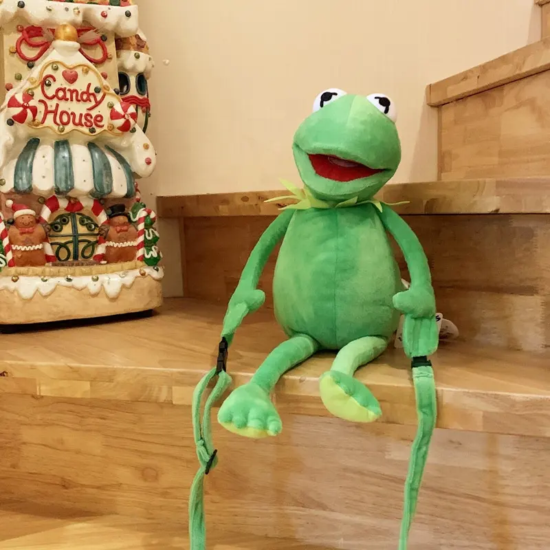 DL3856 sıcak satış greenThe Muppets gösterisi yumuşak ve komik el kurbağa dolması peluş oyuncak canlı kukla çocuklar için iyi oyuncak