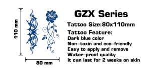 สติกเกอร์สักลายแบบกึ่งถาวรสีน้ำเงินแบบกำหนดเอง  กระดาษสมุนไพรรักษ์โลก กันน้ำ ติดทนนาน 15 วัน - Product Image 2