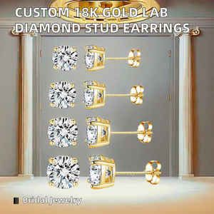 Bijoux de mariage personnalisés de haute qualité, cadeau de fête, Sutariya Brothers, classiques, or massif 18 carats, 1 carat D, certifiés IGI, boucles d'oreilles à clous - Product Image 1