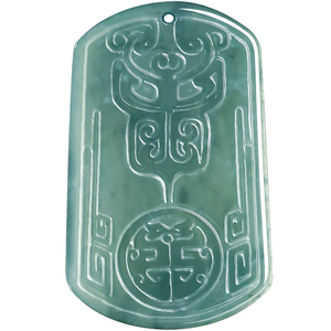Collar con colgante de jadeíta natural auténtica de grado A, imitación de cara de bestia antigua en color azul agua, pieza de joyería de jade tipo Mojihong - Product Image 4