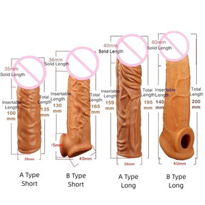 Préservatifs en latex réutilisables pour l'agrandissement du pénis à érection retardée à long terme, vibrateur avec vibrations multi-vitesses, jouets sexuels - Product Image 4