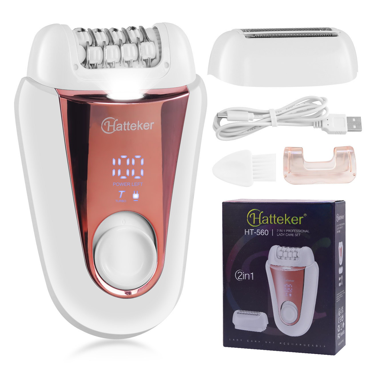 Hatteker 2 in 1 Lady Shaver and Trimmer - Perfect Hair Removal