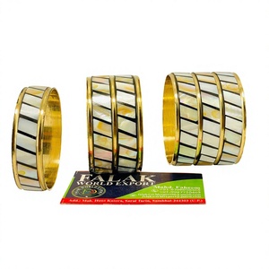 Wholesale Luxury Mother of Pearl Bracelet Set Handmade Gold Brass Shell Inlay Bangles for Women Designer Jewelry Natural Crafts - Product Image 1