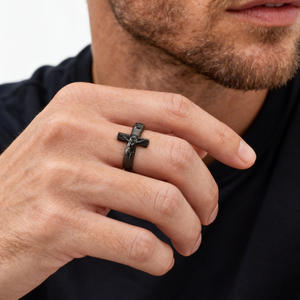 Anillo Cruzado Minimalista de Acero Inoxidable, Anillo Abierto para Hombre, Gran Venta en Europa y América - Product Image 5