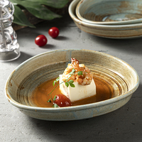 Ensemble de vaisselle en céramique de luxe, assiettes plates rondes en céramique durables pour restaurants et hôtels, style rustique